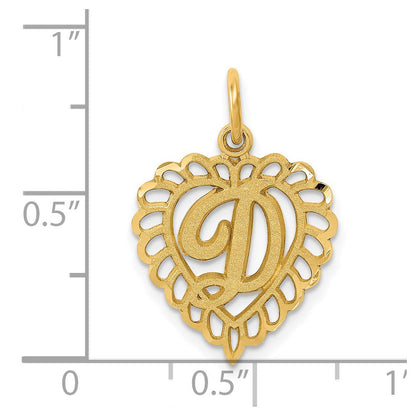 14K Gelbgold Herz Buchstabe D Charm