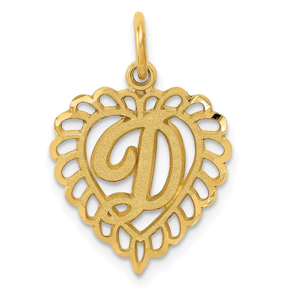 14K Gelbgold Herz Buchstabe D Charm
