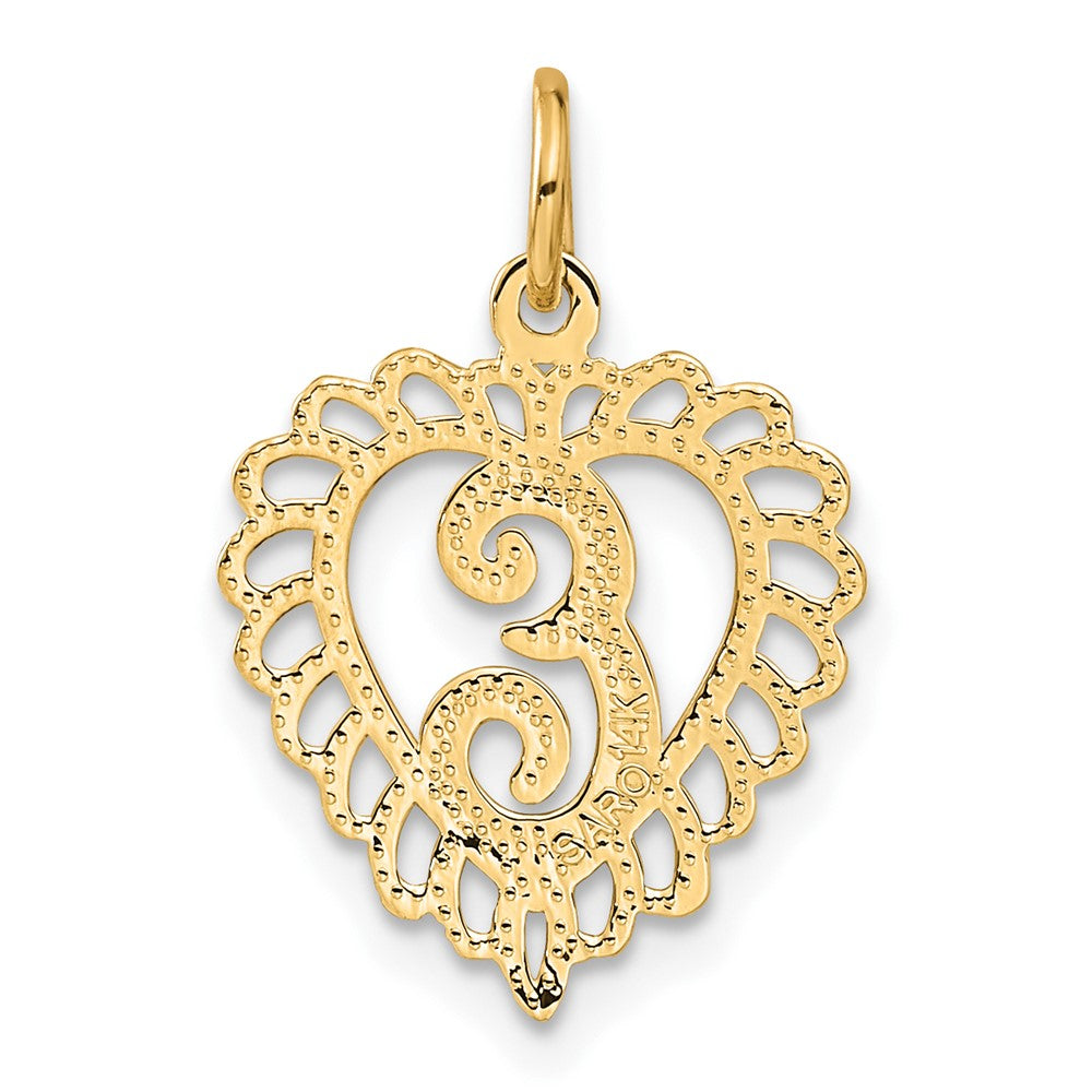 14K Gelbgold Herz Buchstabe E Charm