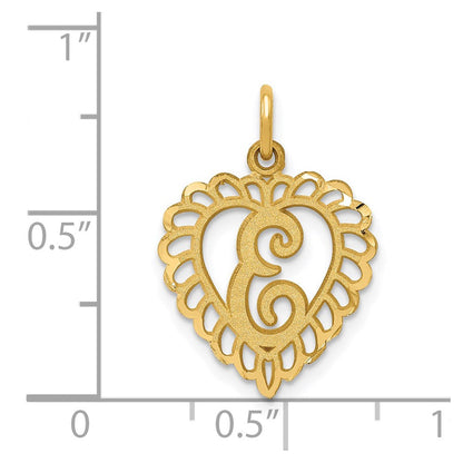 14K Gelbgold Herz Buchstabe E Charm