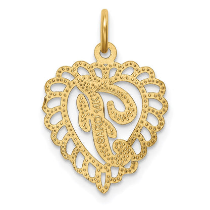 14K Gelbgold Herz Buchstabe F Charm