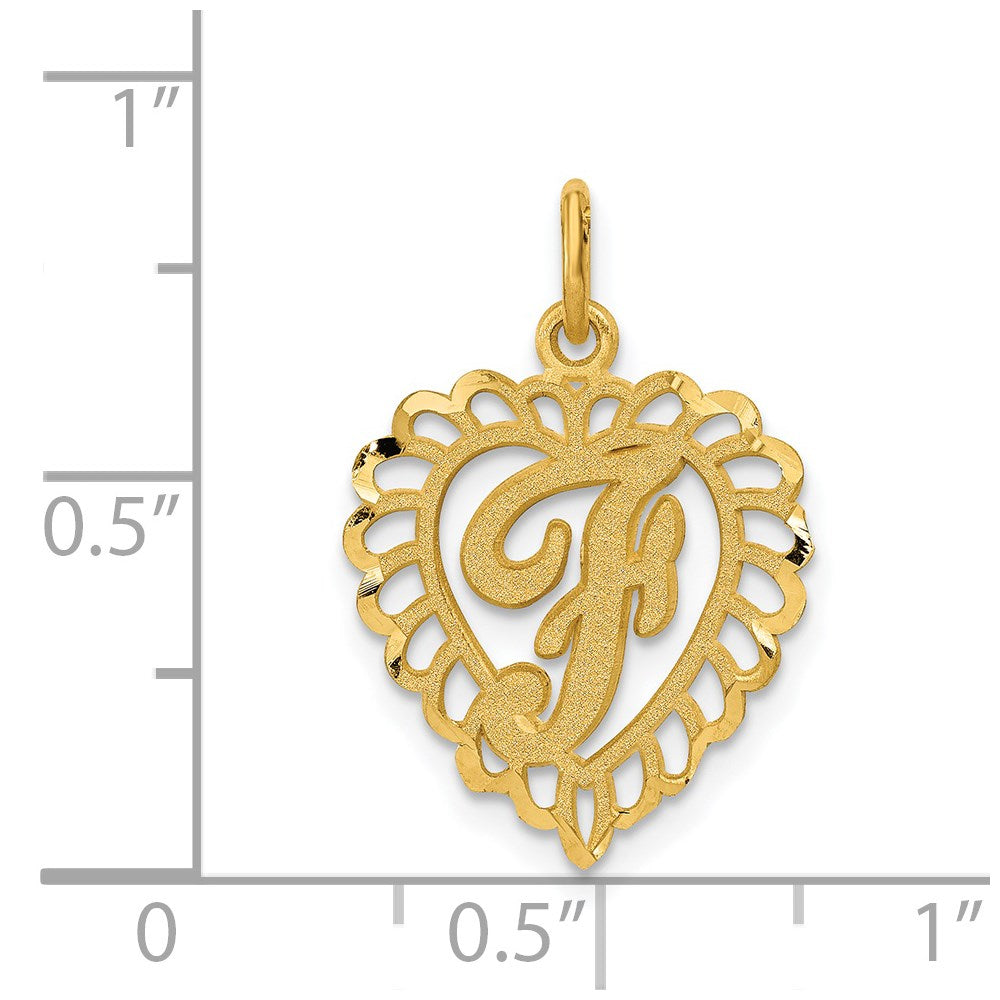 14K Gelbgold Herz Buchstabe F Charm