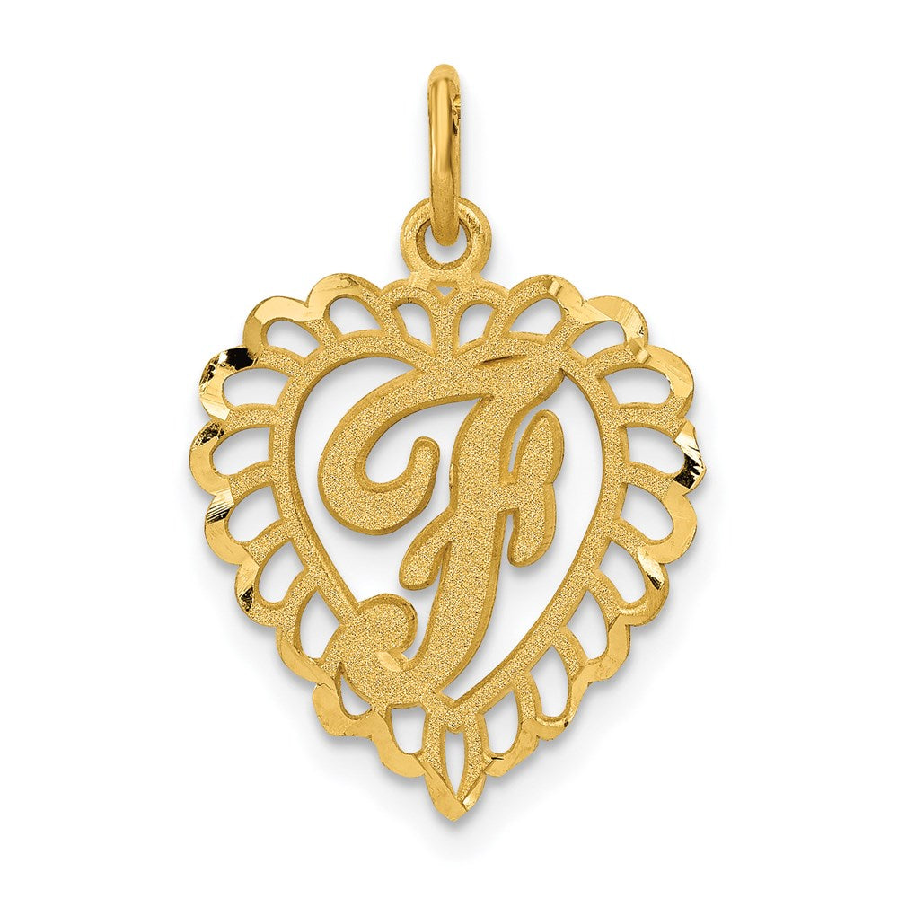 14K Gelbgold Herz Buchstabe F Charm