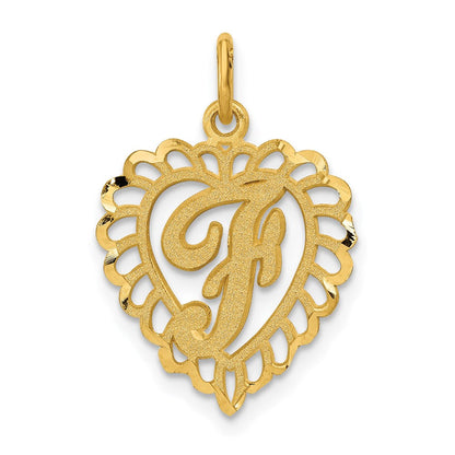 14K Gelbgold Herz Buchstabe F Charm