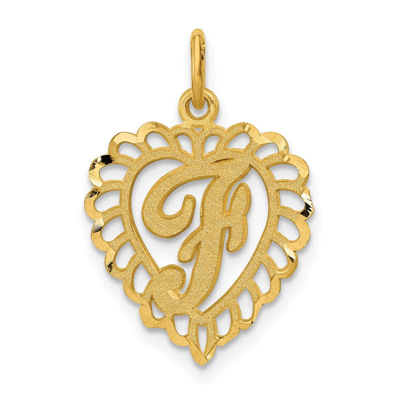 14K Gelbgold Herz Buchstabe F Charm