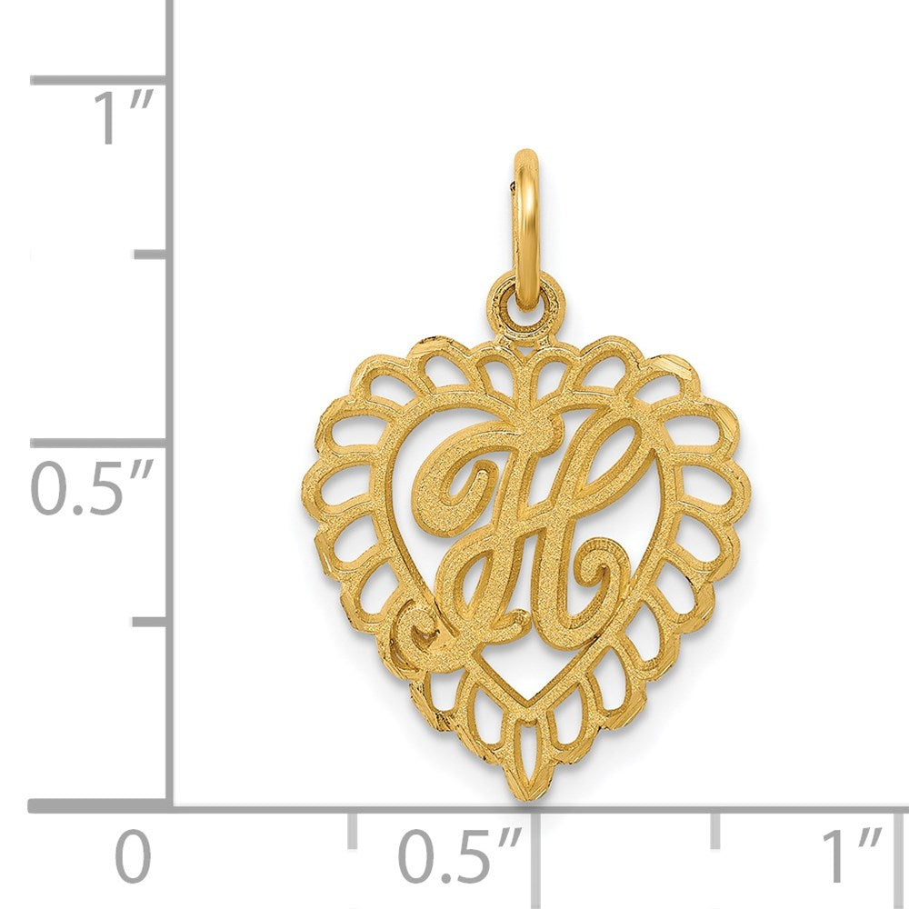 14K Gelbgold Herz Buchstabe H Charm