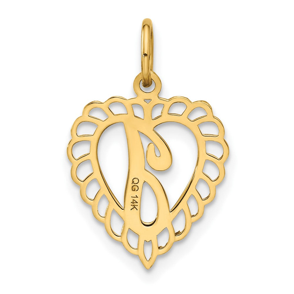 14K Gelbgold Herz Buchstabe I Charm