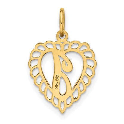 14K Gelbgold Herz Buchstabe I Charm