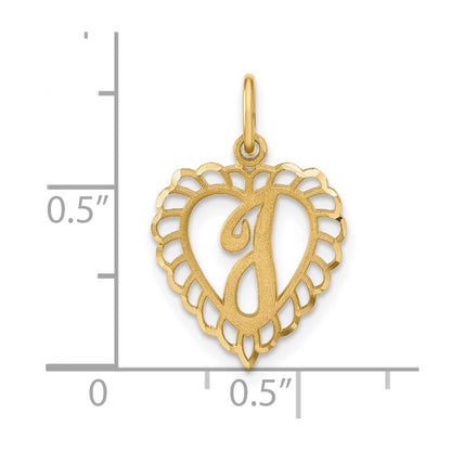 14K Gelbgold Herz Buchstabe I Charm