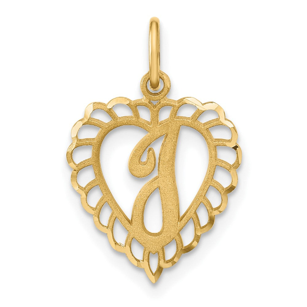 14K Gelbgold Herz Buchstabe I Charm