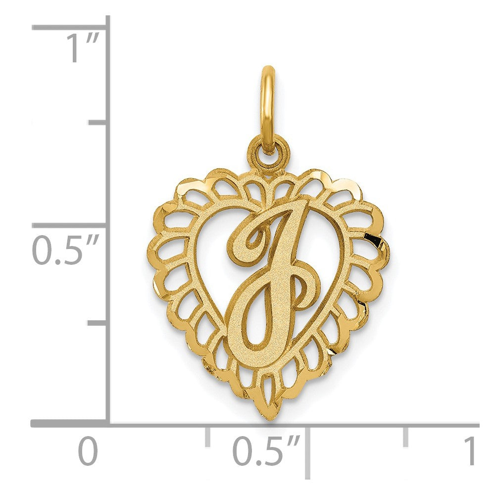 14K Gelbgold Herz Buchstabe J Charm