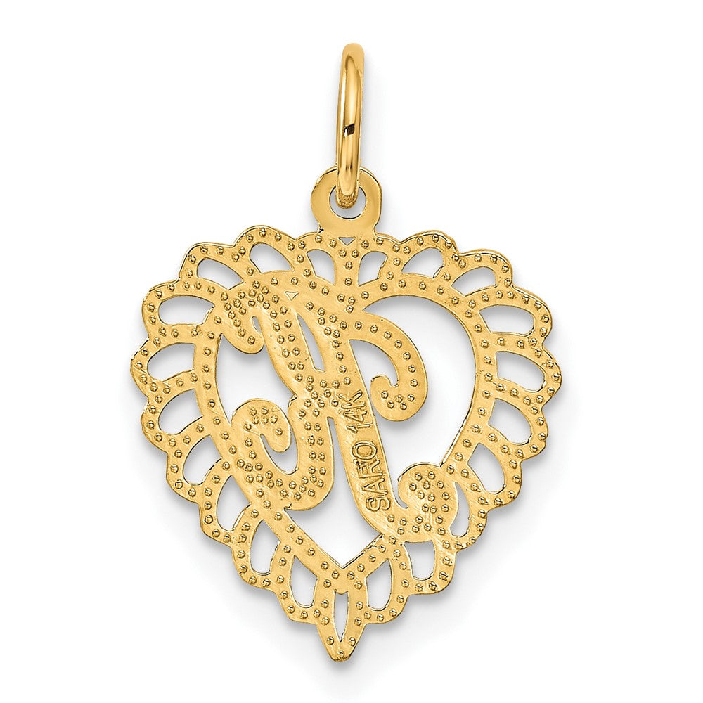 14K Gelbgold Herz Buchstabe K Charm