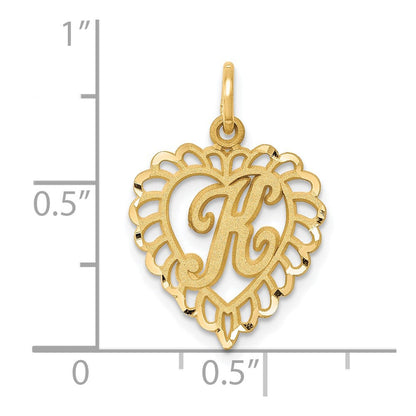 14K Gelbgold Herz Buchstabe K Charm