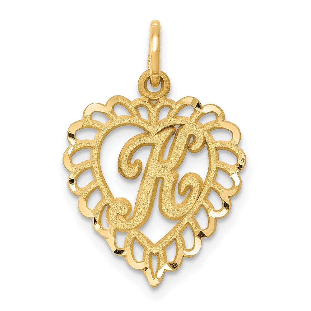 14K Gelbgold Herz Buchstabe K Charm