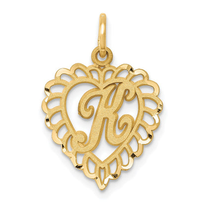 14K Gelbgold Herz Buchstabe K Charm