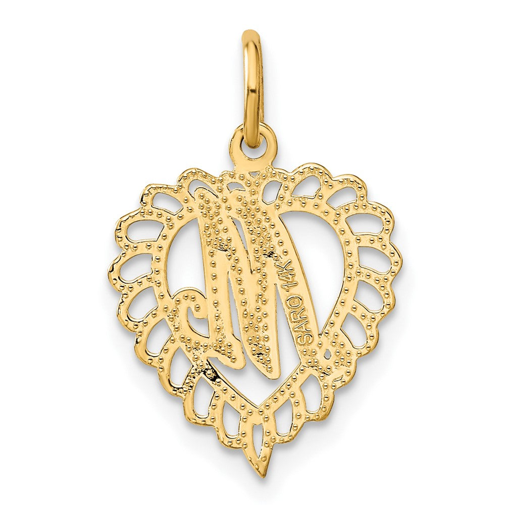 14K Gelbgold Herz Buchstabe M Charm