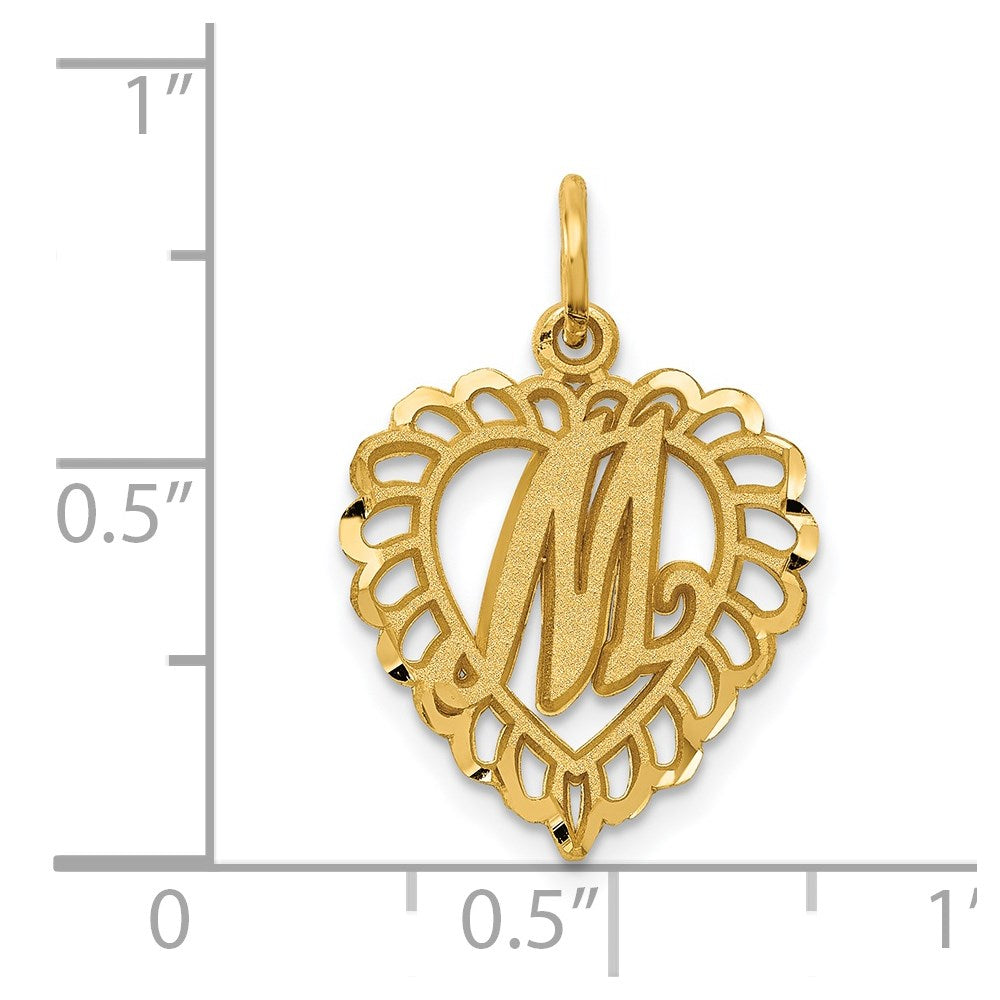 14K Gelbgold Herz Buchstabe M Charm