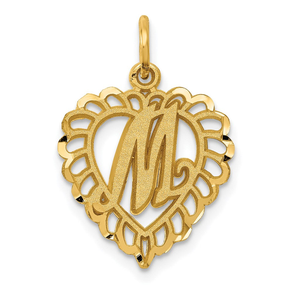 14K Gelbgold Herz Buchstabe M Charm
