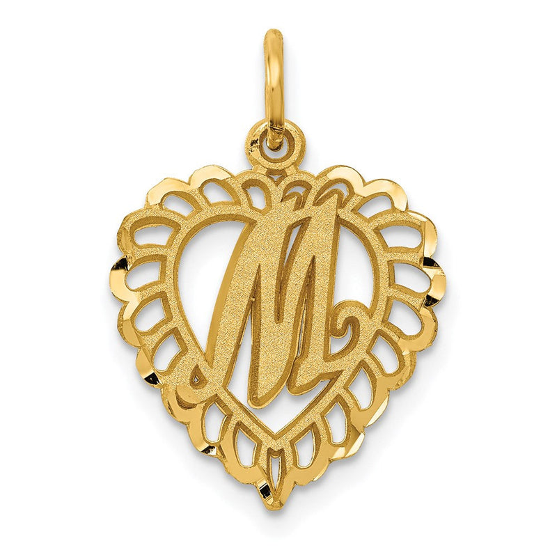 14K Gelbgold Herz Buchstabe M Charm