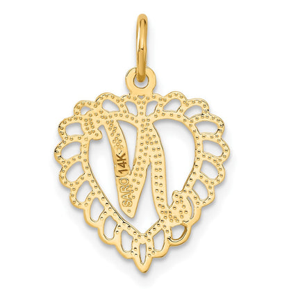 14K Gelbgold Herz Buchstabe N Charm