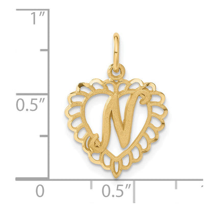 14K Gelbgold Herz Buchstabe N Charm