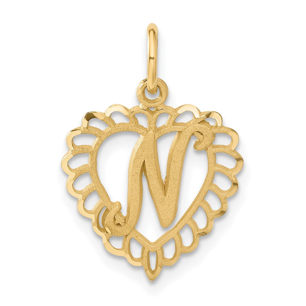 14K Gelbgold Herz Buchstabe N Charm