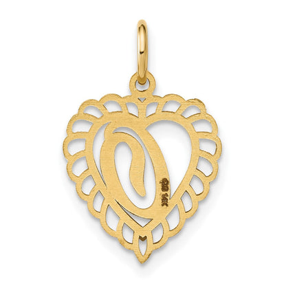14K Gelbgold Herz Buchstabe O Charm