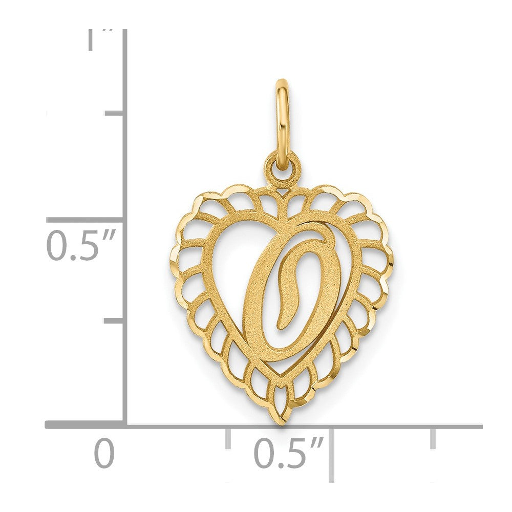 14K Gelbgold Herz Buchstabe O Charm