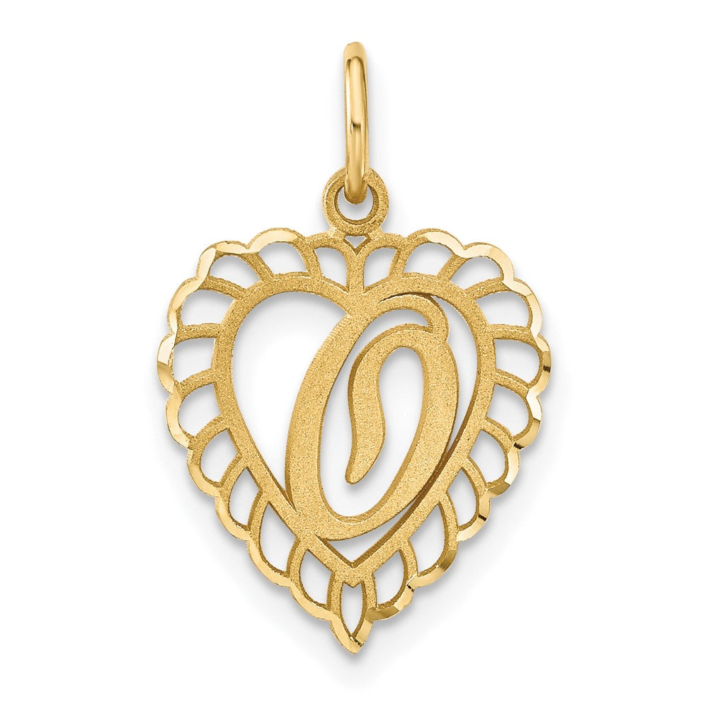14K Gelbgold Herz Buchstabe O Charm