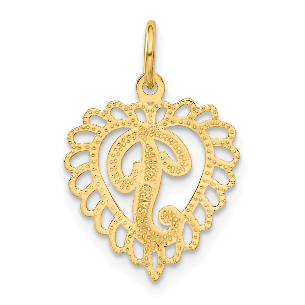 14K Gelbgold Herz Buchstabe P Charm