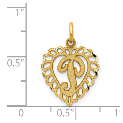 14K Gelbgold Herz Buchstabe P Charm
