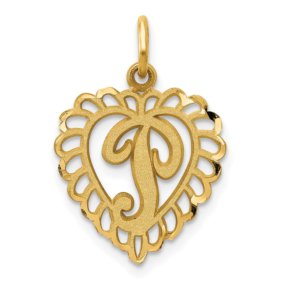 14K Gelbgold Herz Buchstabe P Charm