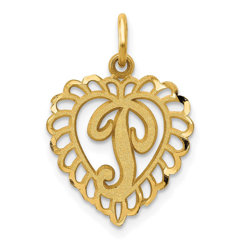 14K Gelbgold Herz Buchstabe P Charm