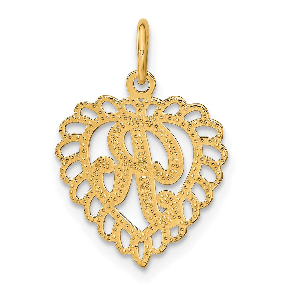 14K Gelbgold Herz Buchstabe R Charm