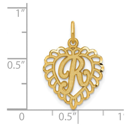 14K Gelbgold Herz Buchstabe R Charm