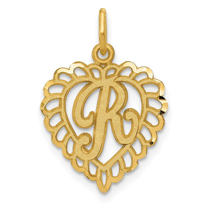 14K Gelbgold Herz Buchstabe R Charm
