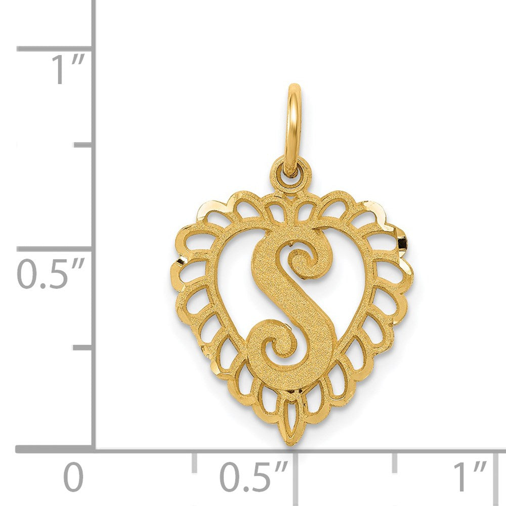 14K Gelbgold Herz Buchstabe S Charm