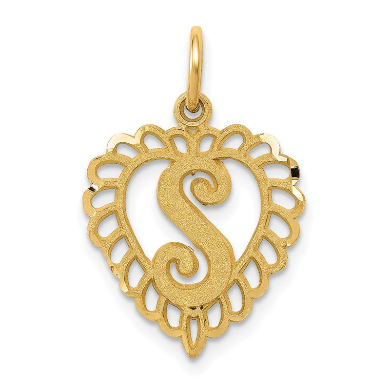 14K Gelbgold Herz Buchstabe S Charm