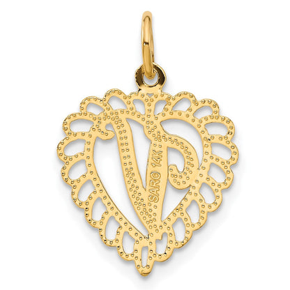 14K Gelbgold Herz Buchstabe V Charm