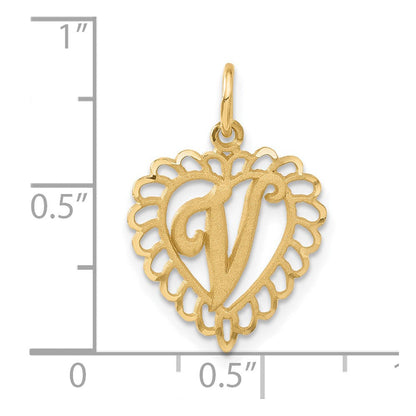 14K Gelbgold Herz Buchstabe V Charm