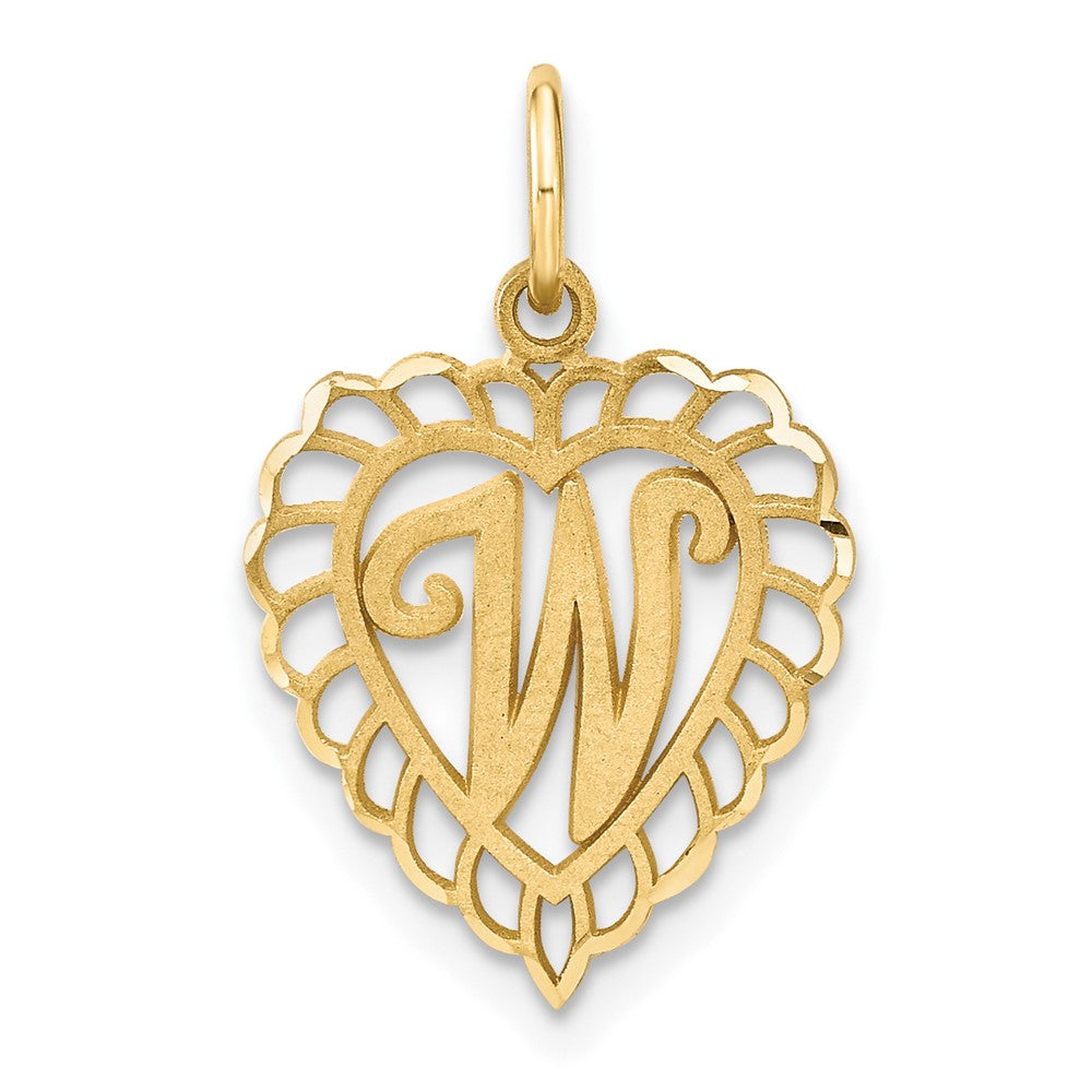 14K Gelbgold Herz Buchstabe W Charm