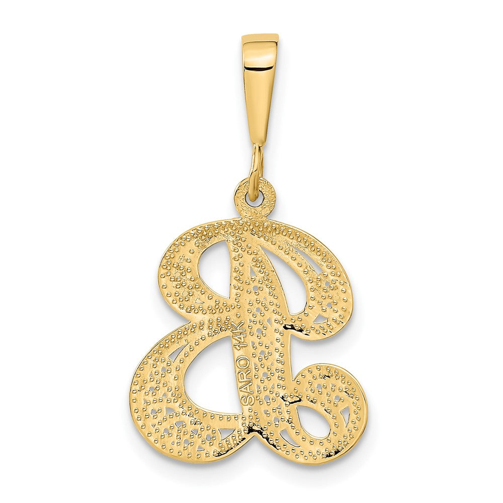 14K Gelbgold Polierter Filigran-Anhänger mit Initiale "B" in Schreibschrift