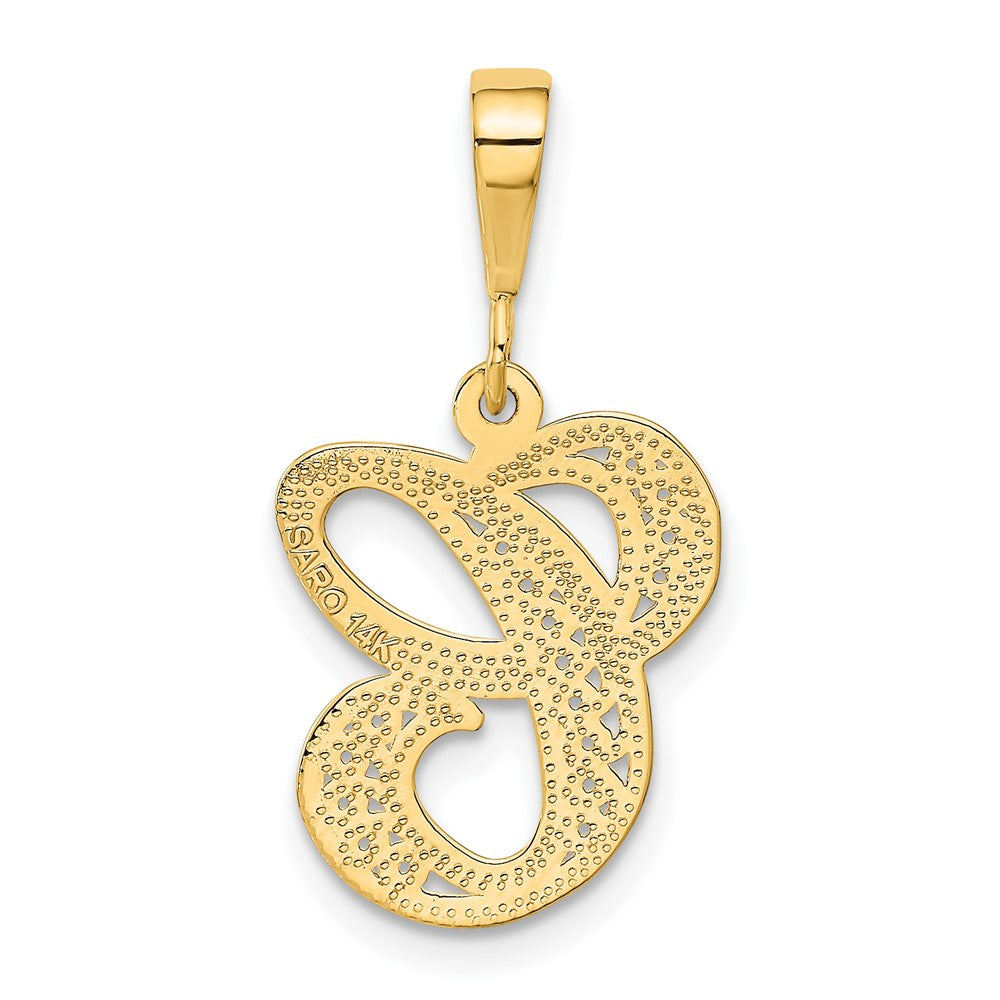 14K Gelbgold Polierter Filigran-Schreibschrift-Buchstabe-C-Initialanhänger