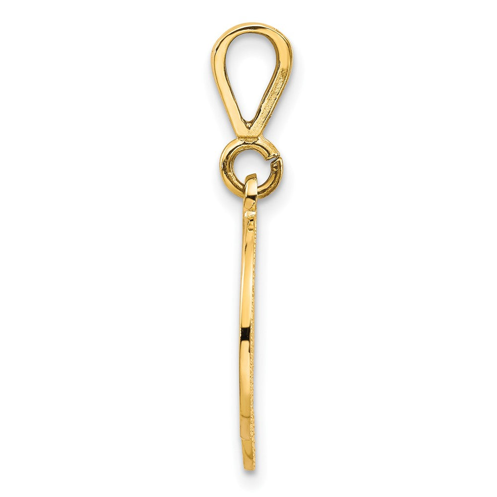 14K Gelbgold Poliert Filigran-Buchstabe „D" Initial-Anhänger