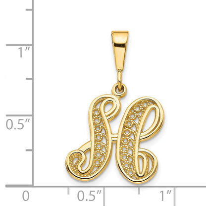14K Gelbgold Poliert Filigran-Buchstabenanhänger Initiale "H