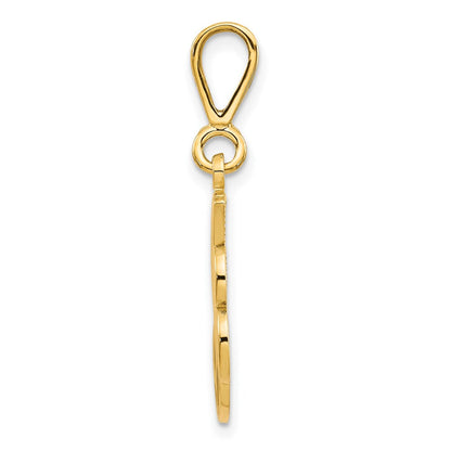 14K Gelbgold Polierter Skript-Filigran-Buchstabe „J" Initial-Anhänger