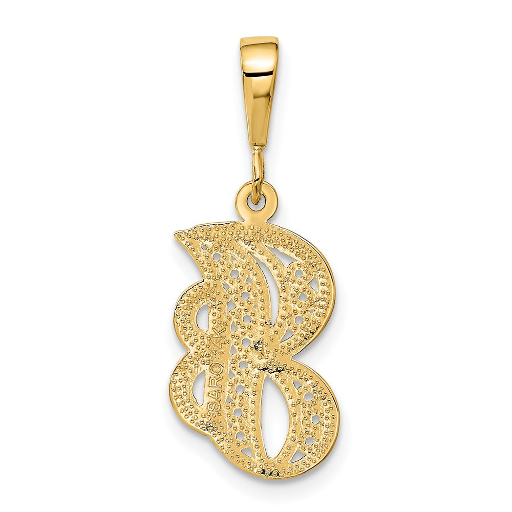 14K Gelbgold Polierter Skript-Filigran-Buchstabe „J" Initial-Anhänger