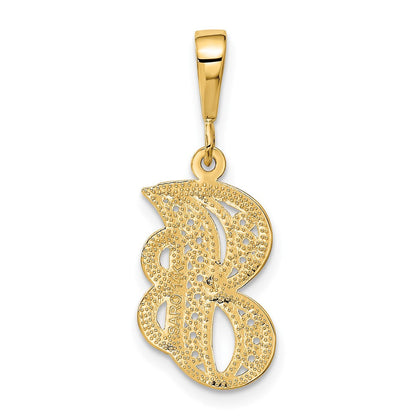 14K Gelbgold Polierter Skript-Filigran-Buchstabe „J" Initial-Anhänger