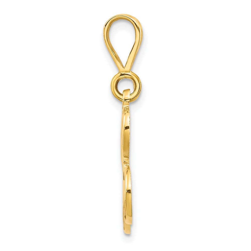 14K Gelbgold Polierter Schreibschrift-Filigran-Buchstabe L Initial-Anhänger