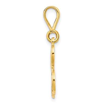 14K Gelbgold Polierter Schreibschrift-Filigran-Buchstabe L Initial-Anhänger